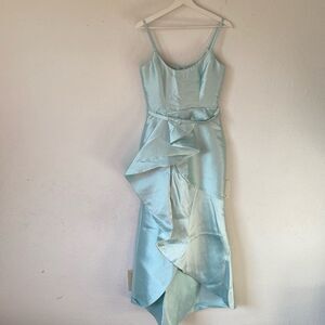 Parker Turquoise Periwinkle Blue Asymmetrical Tiered Formal Dress Size 4